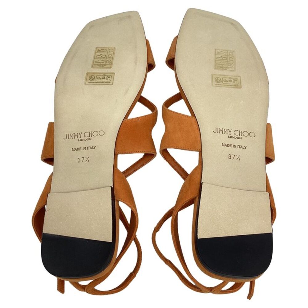 Jimmy Choo Ayla Flat Sandals in Orange Suede - Picture 8 of 9